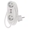 Hosszabbító 2 aljzat, 1,4m, 2xUSB-A, 1xUSB-C, 1,5mm2, fehér