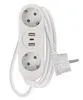 Elosztó 2 aljzat, 2xUSB-A, 1xUSB-C, 1,5m, 3x1,5mm2, fehér