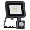 LED fényvető/reflektor mozgásérzékelővel 10W  4000K 900lm fekete, lapos kivitel, előtét nélkül