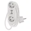 Hosszabbító 2 aljzat, 1,4m, 2xUSB-A, 1xUSB-C, 1,5mm2, fehér