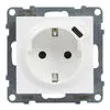 SUNO 2P+F USB-C csatlakozóaljzat (rugós), biztonsági zsaluval, fehér 1,5A/5V-7,5W