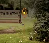 Szolár leszúrható lámpa fém rozsdabarna színű, üveg borostyán