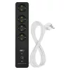 GOSMART hosszabbító 4 aljzat, 2m, kapcsolós, 1,5mm2 , USB-A, USB-C
