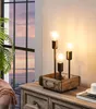 WOOTTON Asztali E27 3x40W fekete/fa
