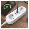 Hosszabbító 2 aljzat, 1,4m, 2xUSB-A, 1xUSB-C, 1,5mm2, fehér