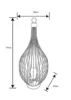 Szolár függeszték fém fekete belül @ borostyán filament izzóval IP44