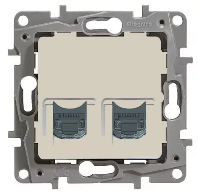 NILOÉ telefon 2xRJ45 CAT6 STP alj bézs csavaros rögzítés,