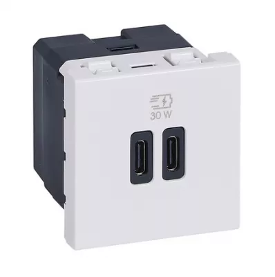 PRMOSAIC 2xUSB C ALJZAT 2MOD.FEHÉ 3A - 30W, 2 MODUL