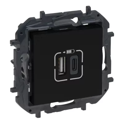 NILOÉ STEP USB A+C TÁP.5V 3A15W FEK. KETTŐS USB TÖLTŐALJ.+BEÉP.TÁPEGYSÉG