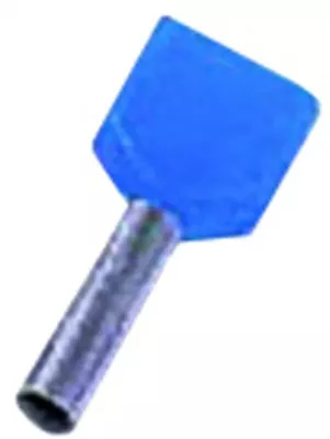 Ikerérvéghüvely 2x2,5mm2 l=12mm iker szig. 2x2,5mm2 l=12mm kék