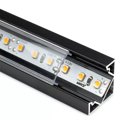 LED PROFILSÍN FEKETE 2M+ÁTLÁTSZÓ FED ALP-007 FEKETE