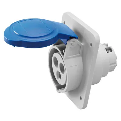 Ipari csatlakozóaljzat felületre 1P+N+F 32A 200/250V csavaros 10° 6H kék IP44