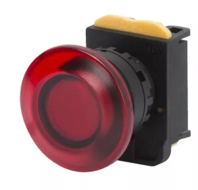 Nyomógomb 22mm piros gombafejű (40mm) reteszelt
