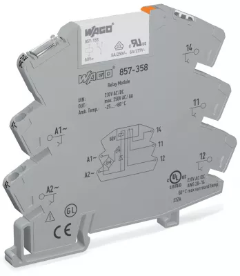 Relémodul 230V AC/DC 1 váltóérintkező sárga állapot visszajelző