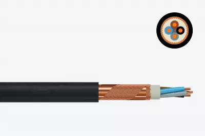 E-YCY  5x 4  RE/ 16  árnyékolt kábel fekete, 0,6/ 1 kV
