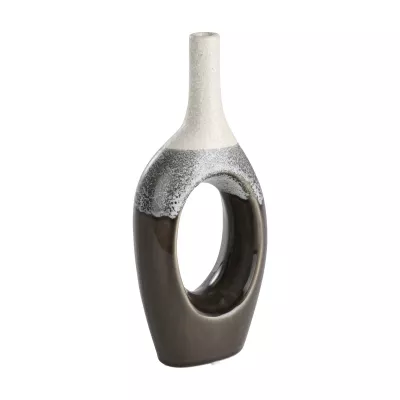 Kerámia váza 27cm bézs/fekete Iwate@