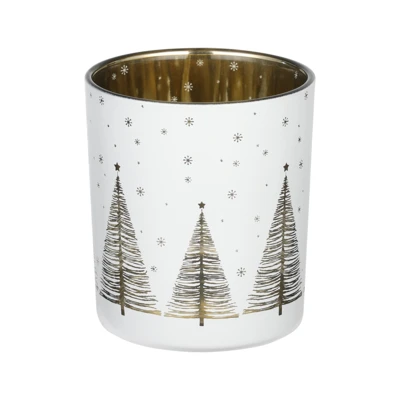 Mécsestartó O7x8cm fehér/arany @