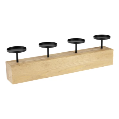 Gyertyatartó 50cm fa/fekete Gyoda@