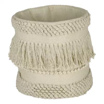 Kosár rojttal O25x25cm krém-feh.@ Toyama