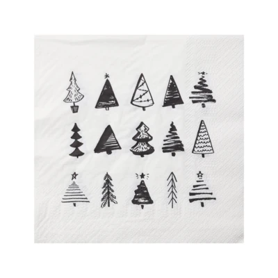 Szalvéta fenyőfákkal fehér 20db @