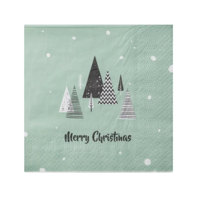 Szalvéta Merry Christmas fák 20db@