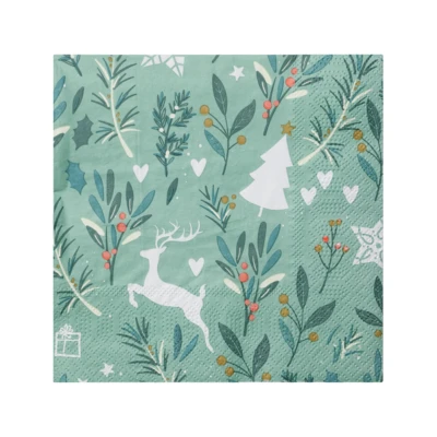 Szalvéta szarvasokkal zöld 20db @