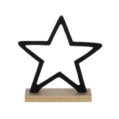 Dekor csillag szil. 21cm fek.@