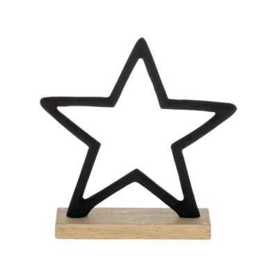 Dekor csillag szil. 16cm fek.@