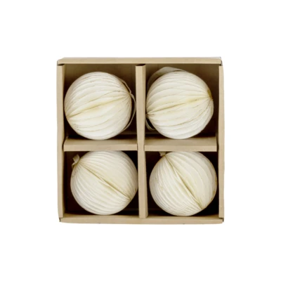 Papírgolyó O7cm krém-arany 4db@