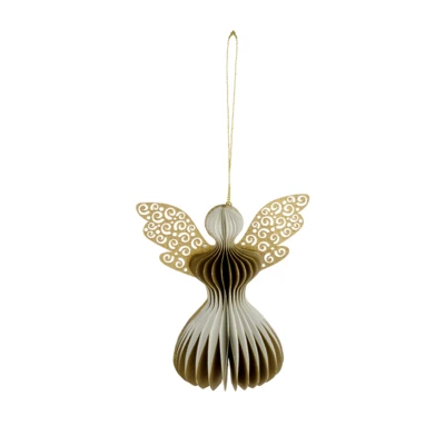 Papír angyal 15cm krém-arany@