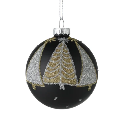 Karácsonyfagömb fenyős O8cm fek @