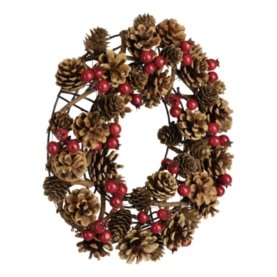 Koszorú O31cm bogyós/tobozos @