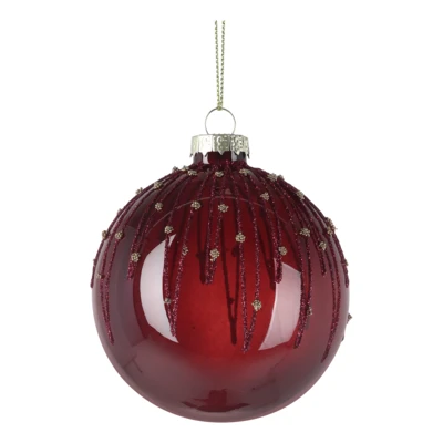 KarácsonyfagömbO8cm piros/csill @