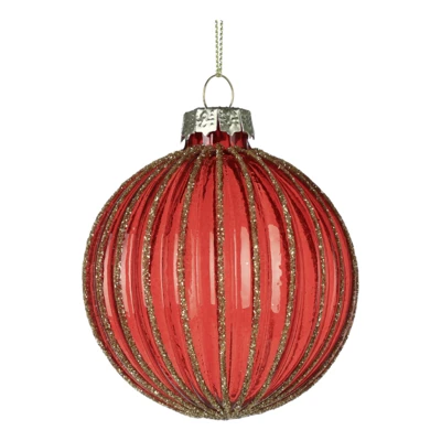 Karácsonyfagömb O6cm piros/csill@