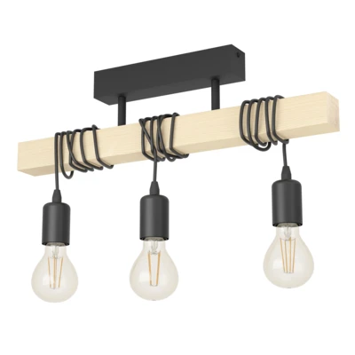 TOWNSHEND Menny.E27 3x60W fekete 32915 HELYETT