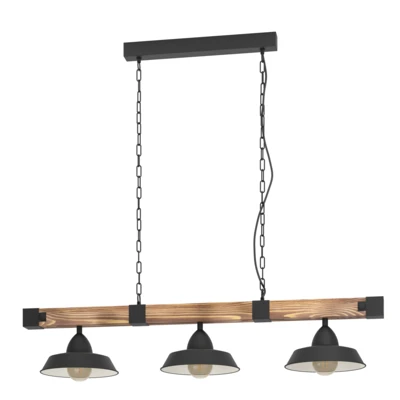 OLDBURY függeszték E27 3x60W fekete/barna@ 49685 helyett