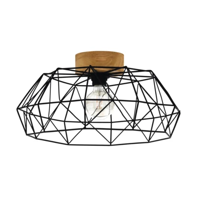 PADSTOW mennyezeti lámpa acél, fa 1X60W E27