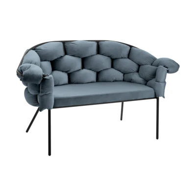 Kanapé 2-es kék/fekete Manambolosy@