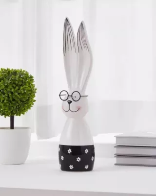 Nyuszi szemüveggel 35,5cm fehér/fekete LANDJUT