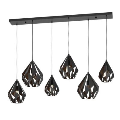 CARLTON 1 Függ. 6xE27 fekete/s.réz