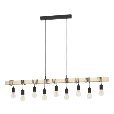TOWNSHEND függ. E27 9x60W fek/fa