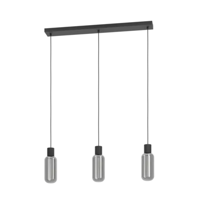 MAIONE Függeszték E27 3x4W fekete/fa/szürke/átlátszó