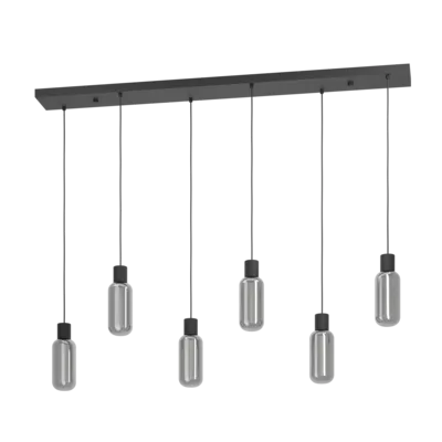 MAIONE Függeszték E27 6x4W fekete/fa/szürke/átlátszó