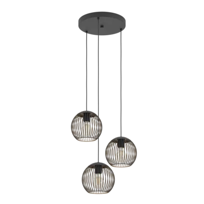 ALMANZORA Függ. E27 3x60W fek/réz