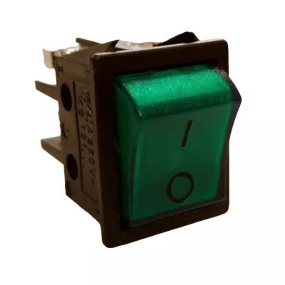 KB.131-002 kapcsoló fekete ház, zöld billentyű, csavaros
