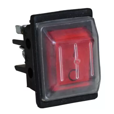 KB.131-002 kapcsoló fekete ház, piros billentyű, csavaros, tömített