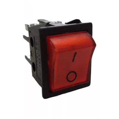 KB.131-002 kapcsoló fekete ház, piros billentyű, csavaros