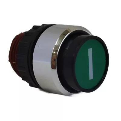 DL-12 kiálló nyomófej, fekete, zöld lapka  I  jellel, fémgőzölt frontgyűrűvel