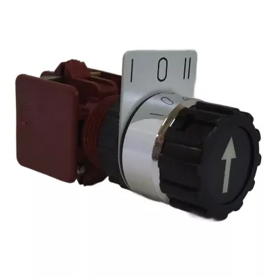 W3/Ka háromállású forgatógomb, nyíl jelölőlappal, fémgőzölt frontgyűrűvel, érintkezőelemmel