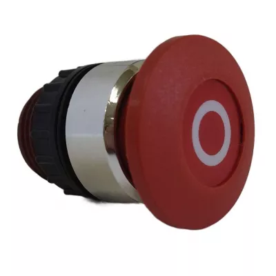 P-r gombafejű nyomófej, piros, piros lapka  O  jellel, fémgőzölt frontgyűrűvel